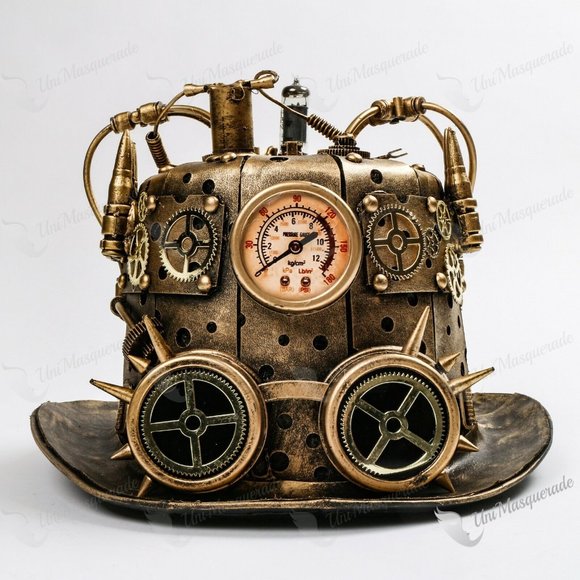 Steampunk Metalic Top Hat Halloween Costume - Picture 2 of 7